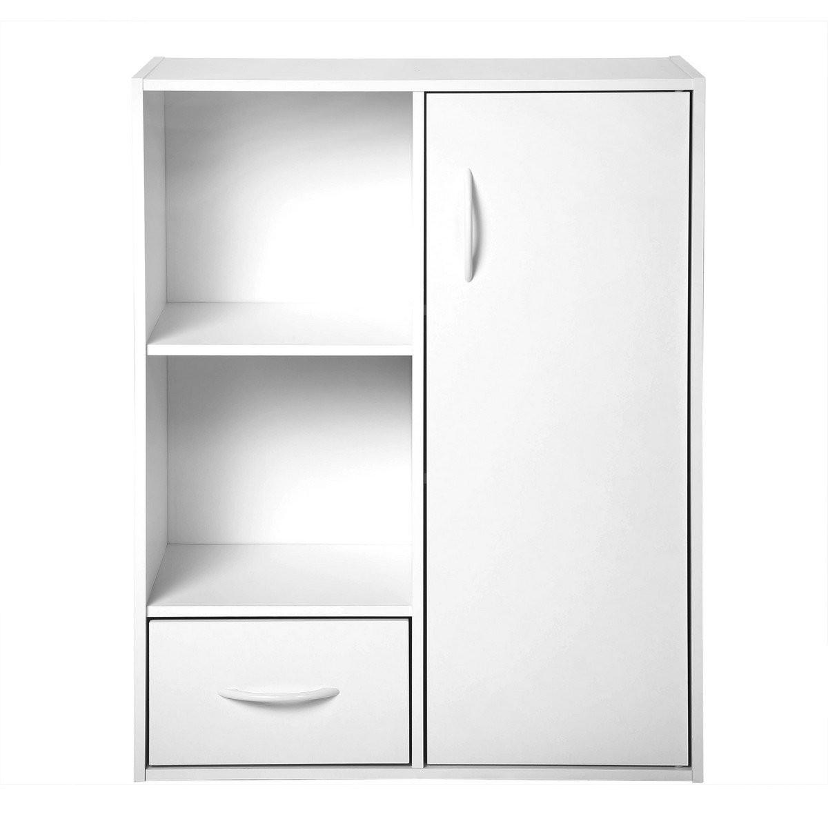 SCHRANK mit 2 Fächern, 1 Schublade und 1 Tür - Weiß, Holzwerkstoff (29.5/80/61.5cm) - Calicosy