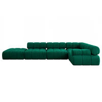 ECKSOFA modulares Sofa Felto-L2 - 380x190x70 cm Dunkelgrün Velours - Dunkelgrün, Holzwerkstoff/Textil (380/190cm) - ALTDECOR