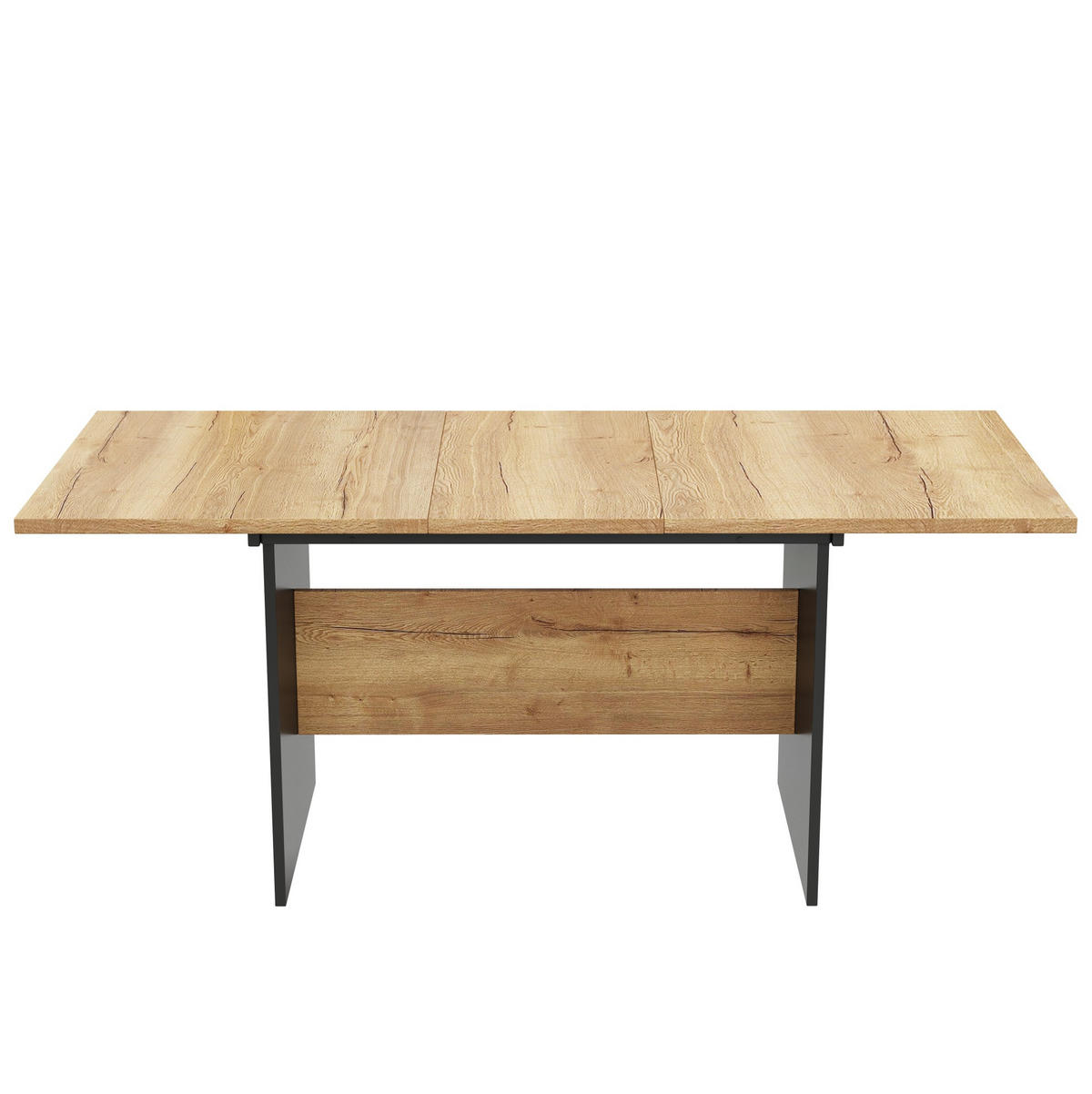 ESSTISCH 80x180x75 cm in Schwarz und Dunkel-Walnuss aus MDF ausziehbar im modernen minimalistischen Design - Schwarz, Holzwerkstoff (80/180/75cm) - Modfu