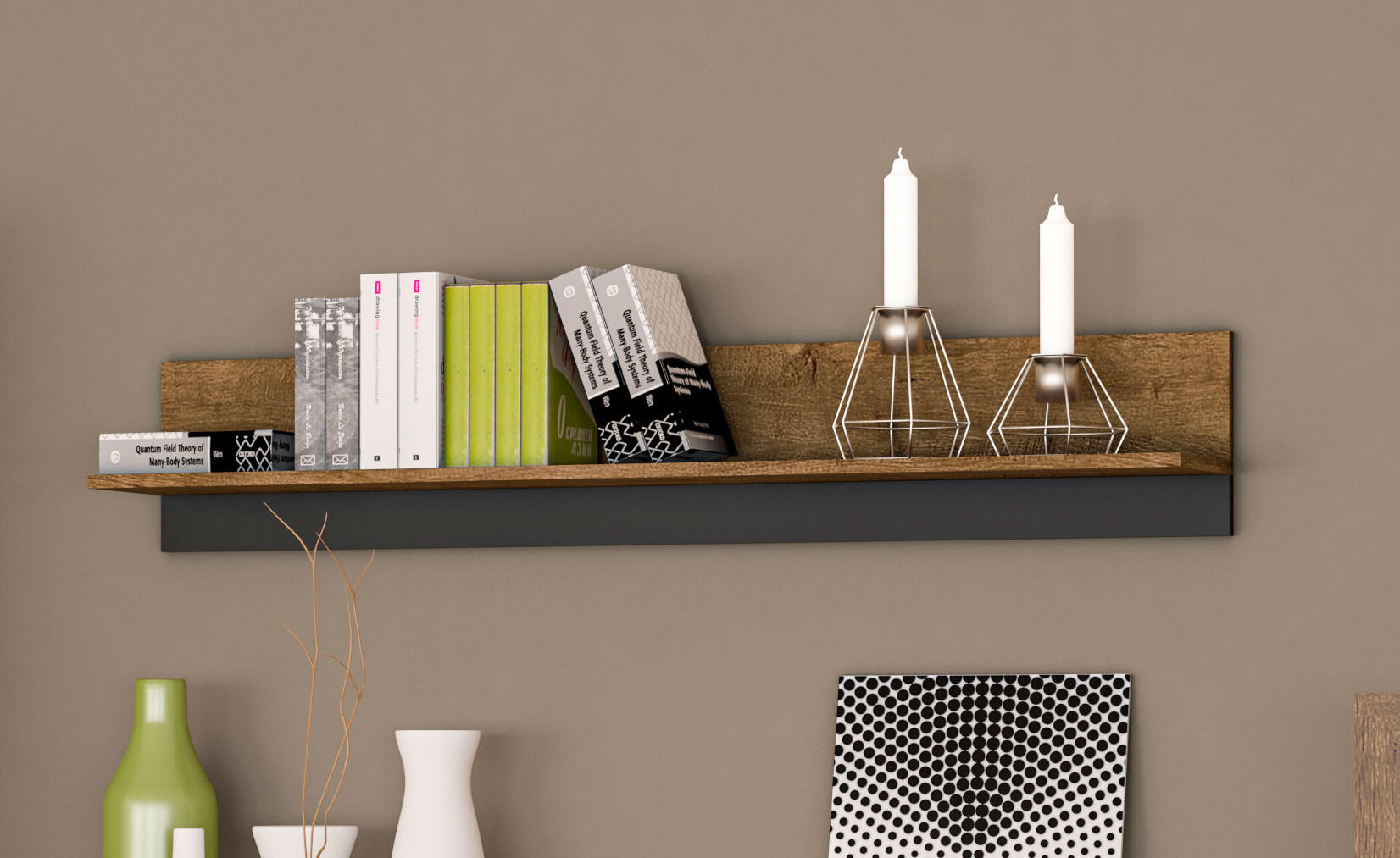 WANDREGAL Baltica Lefkas Eiche / schwarz 120 / 21 / 24cm - Eichefarben/Schwarz, Holz/Holzwerkstoff (120/24/21cm) - Feldmann-Wohnen