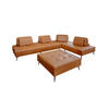 MODULSOFA MIT HOCKER WIOLO 3ER SET Braun Leder - Dunkelbraun/Silberfarben, Leder/Metall (350/83/350cm) - KAWOLA