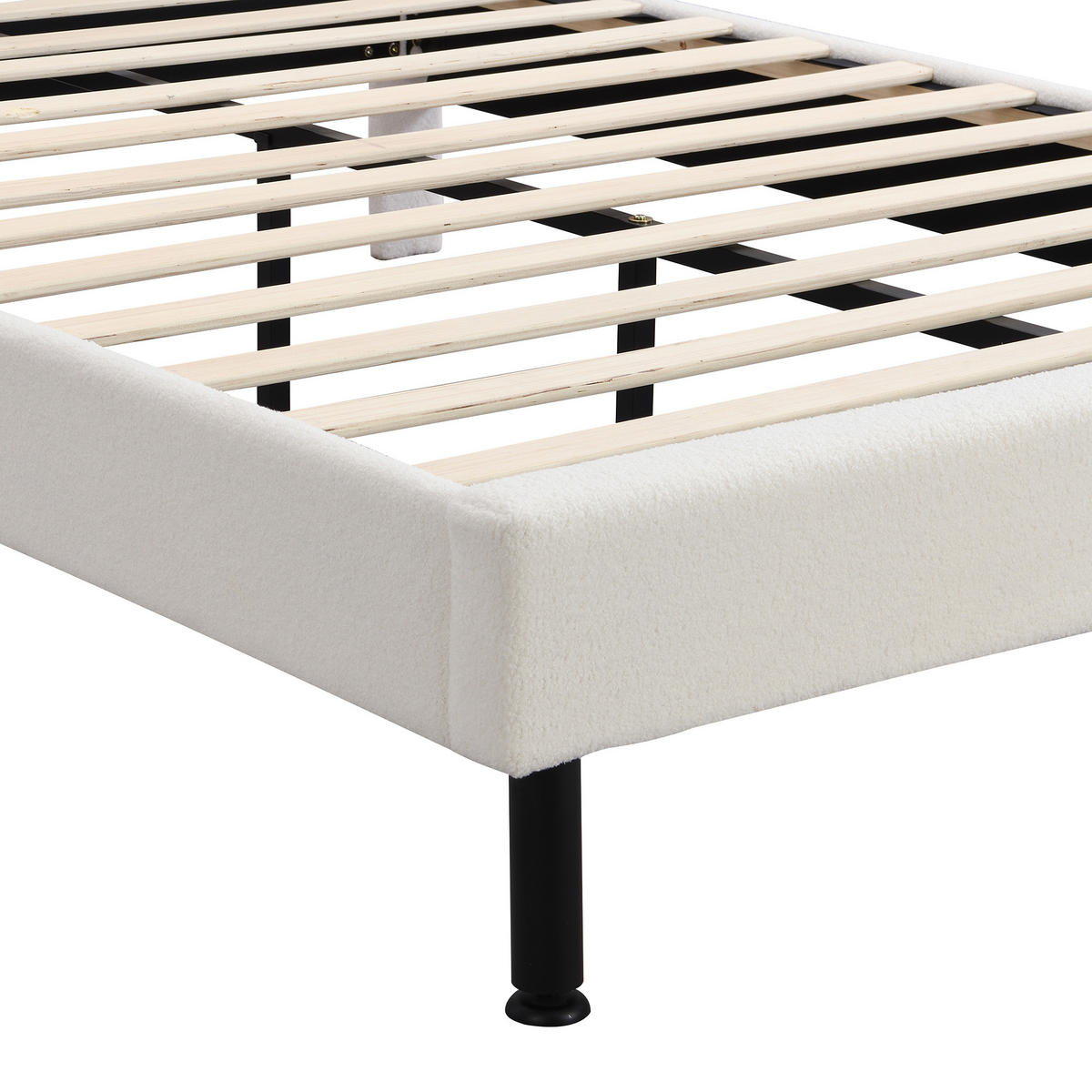 POLSTERBETT 140/190 cm DE-00138, in Beige, Lattenrost und Eisenfüßen - Beige, Holz (140/190cm) - ComfortXL