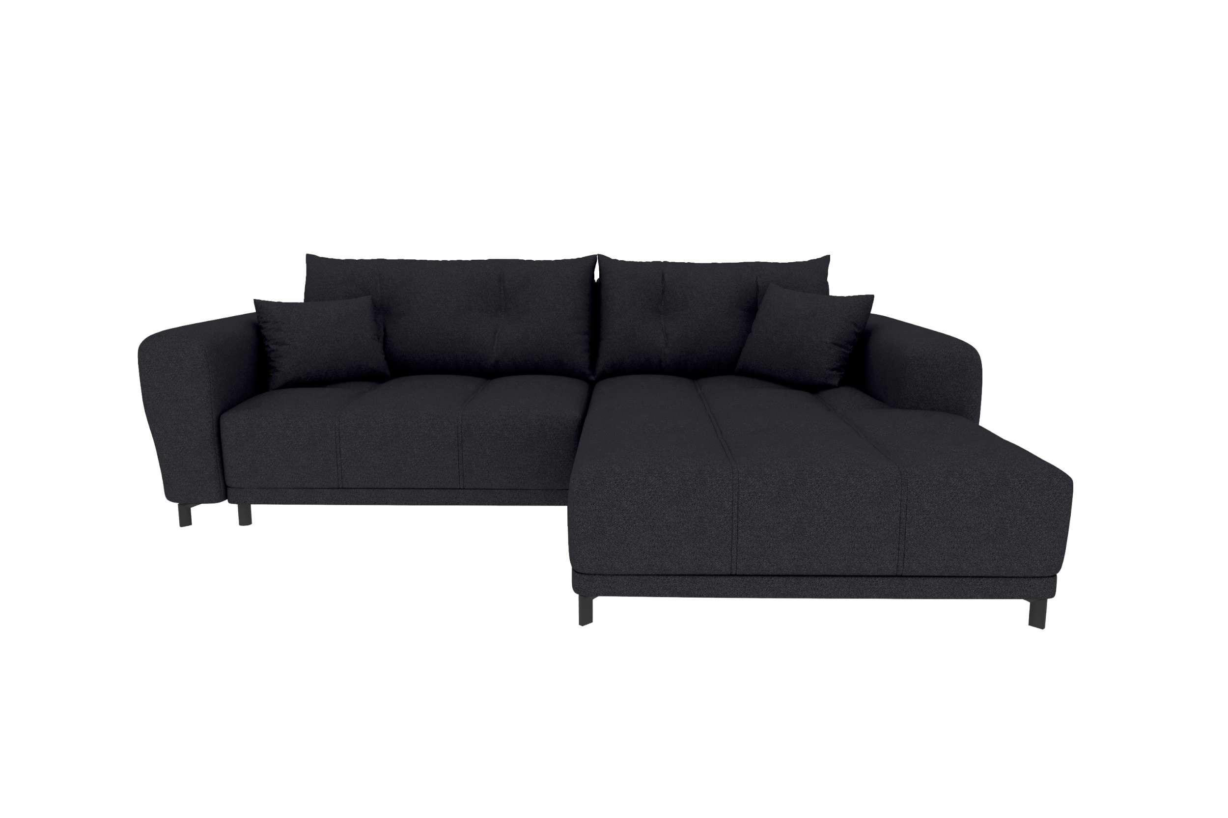 ECKSOFA Massimo Strukturstoff Schwarz inkl. Schlaffunktion Rechts - Schwarz, Textil/Metall (246/177cm) - 99rooms