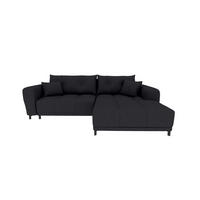 ECKSOFA Massimo Strukturstoff Schwarz inkl. Schlaffunktion Rechts - Schwarz, Textil/Metall (246/177cm) - 99rooms