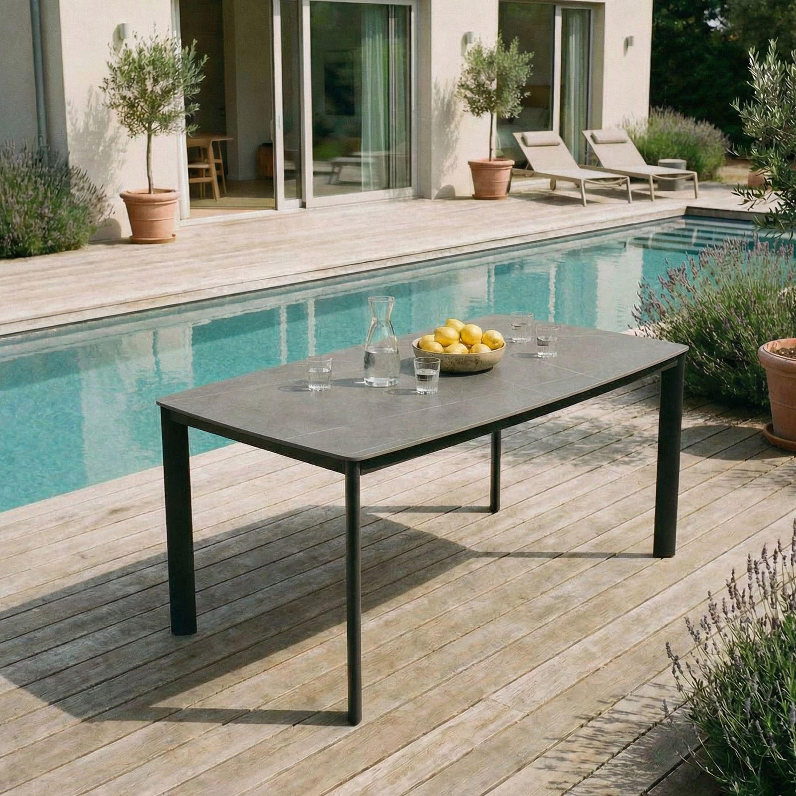 GARTENTISCH TAVOLO - Anthrazit, Metall (90/180/75cm) - IDIMEX