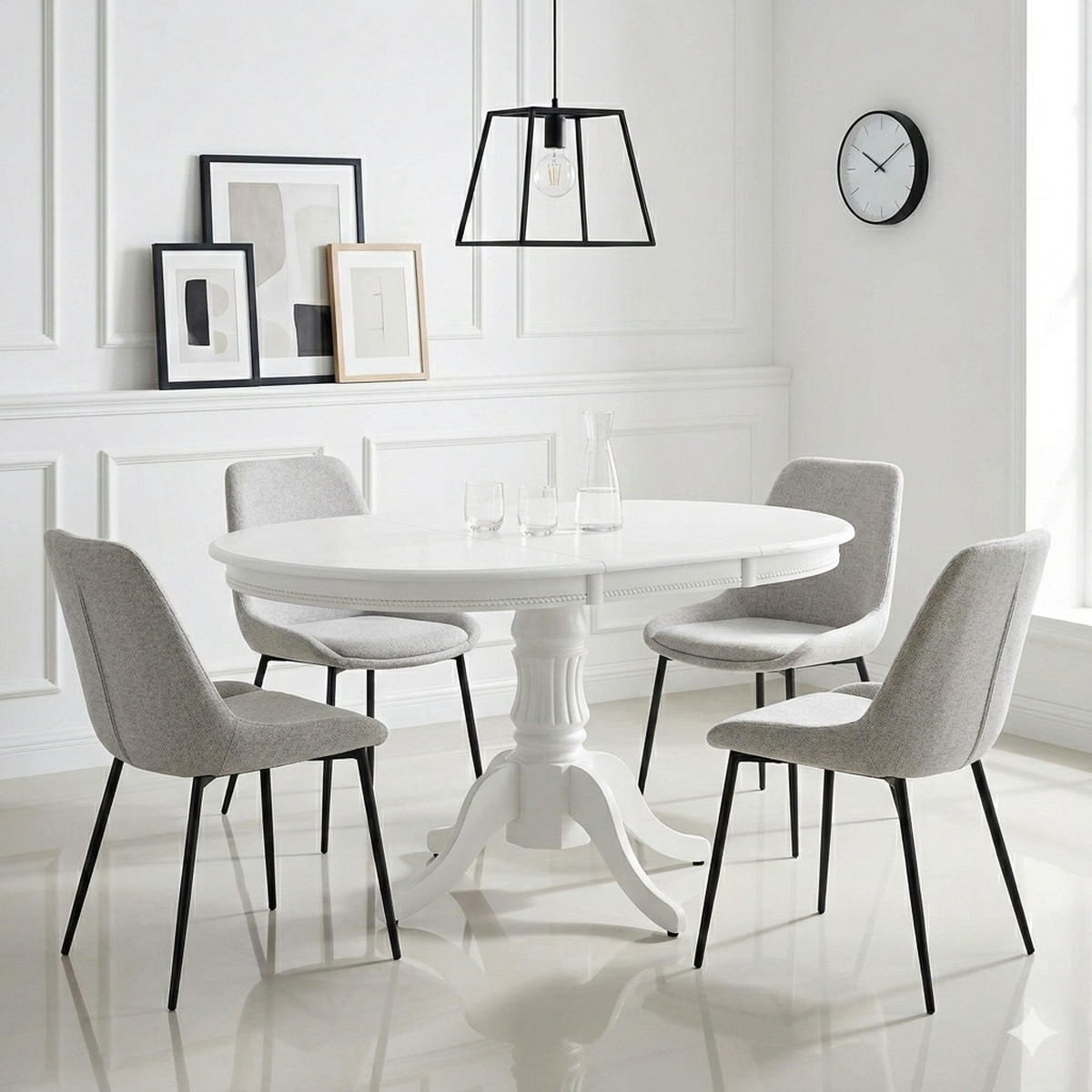 ESSTISCH rund Weiß ausziehbar Echtholzfurnier 90/90/75 cm - Weiß, Holz (90/90/75cm) - designimpex