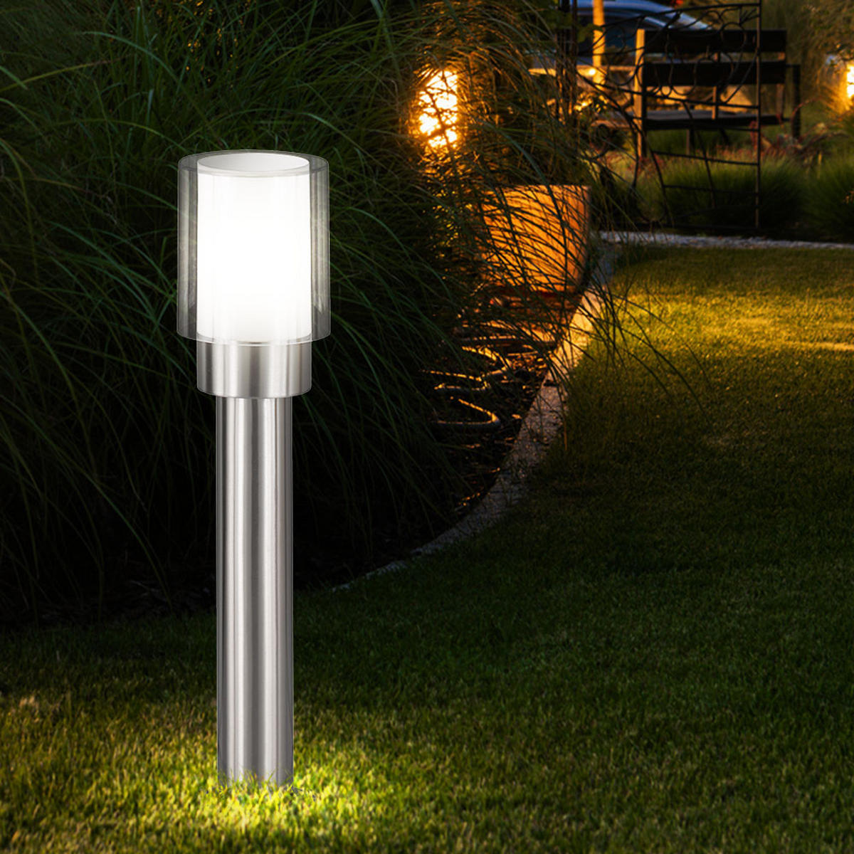 LED STEHLEUCHTE Edelstahl Silber Weiß - Silberfarben, Metall (12/12/50cm) - Wofi
