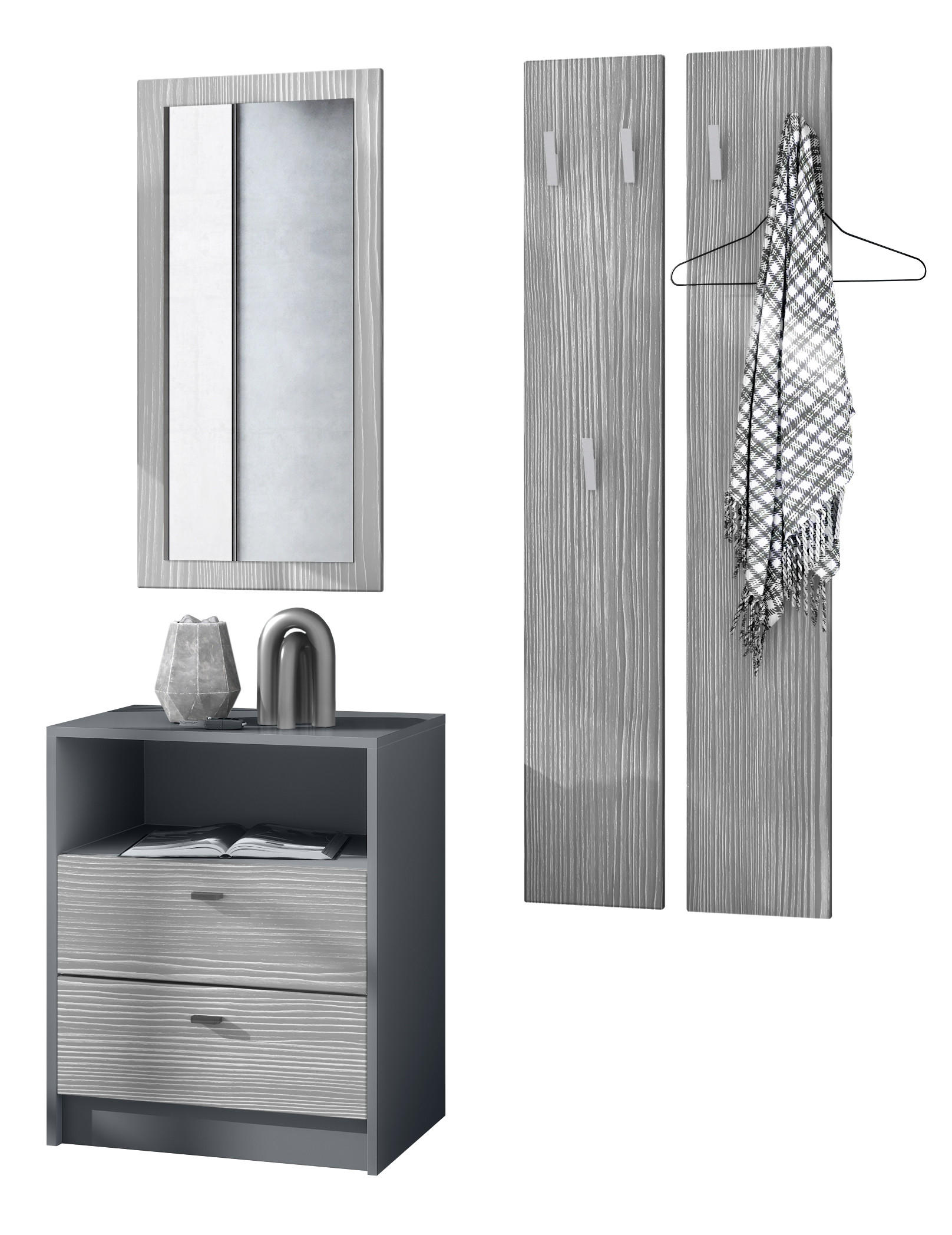 GARDEROBE Pino Avola-Anthrazit - Anthrazit, Holzwerkstoff (130/185/36cm) - Vladon