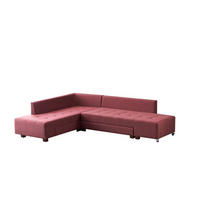 ECKSOFA mit rollbarer Schlaffunktion - Rot/Walnussfarben, Holzwerkstoff/Kunststoff (280/206cm) - myHomelando