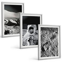 BILDER SET 3er Set - 40x60 cm Silberner Rahmen - NASA-Fotos vom Mond Astronaut - Silberfarben, Kunststoff (40/60cm) - TULUP
