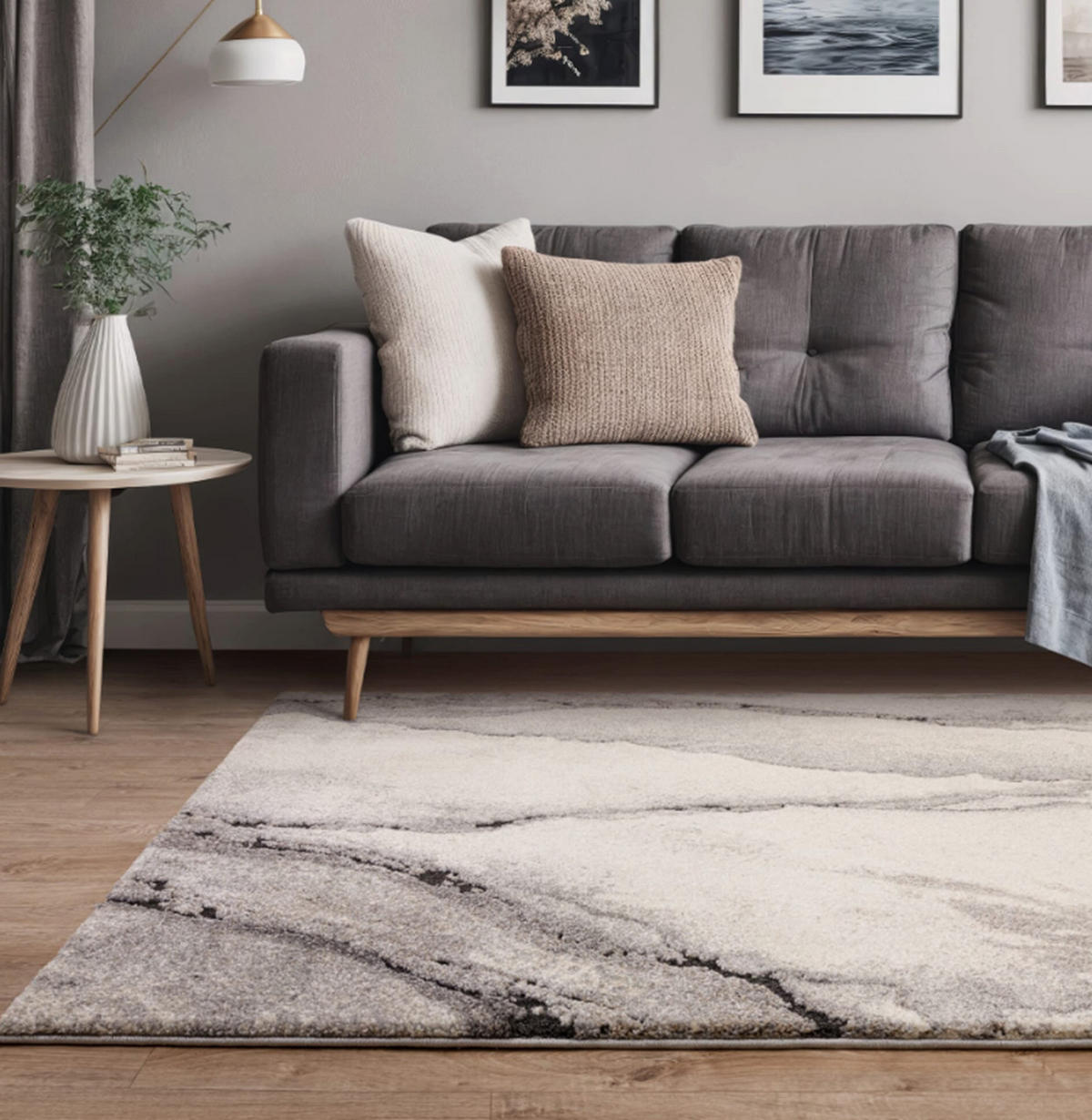 TEPPICH Flachgewebe HAVEN Grau 120 x 170 cm - Grau, Textil (120/170cm) - Novatrend