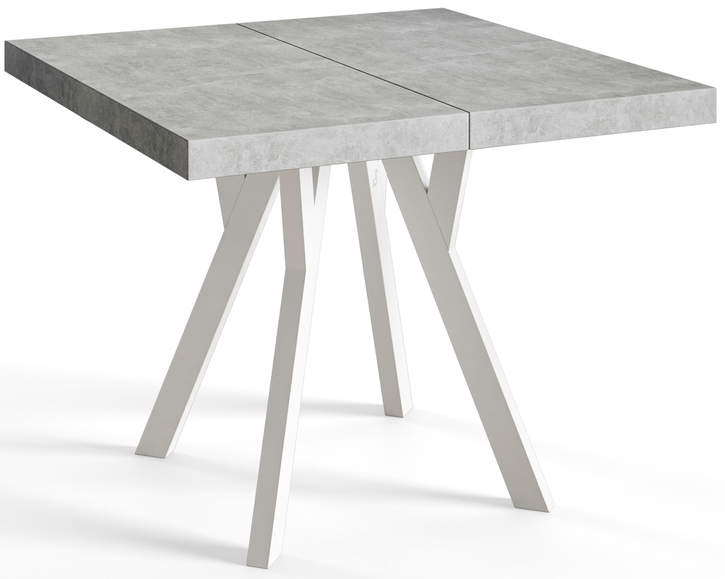 ESSZIMMERTISCH RICO, ausziehbarer Tisch100-200X100X77 cm, Farbe: Graphit, mit Holzbeinen in Farbe Weiß - Weiß/Grau, Holzwerkstoff (100/100/77cm) - Alpi-Möbel