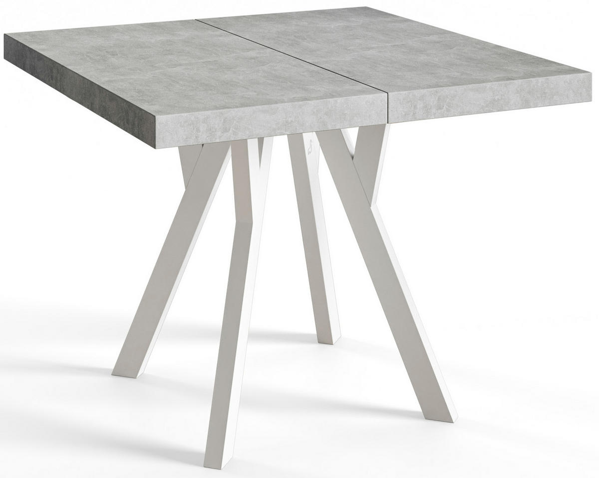 ESSZIMMERTISCH RICO, ausziehbarer Tisch100-200X100X77 cm, Farbe: Graphit, mit Holzbeinen in Farbe Weiß - Weiß/Grau, Holzwerkstoff (100/100/77cm) - Alpi-Möbel