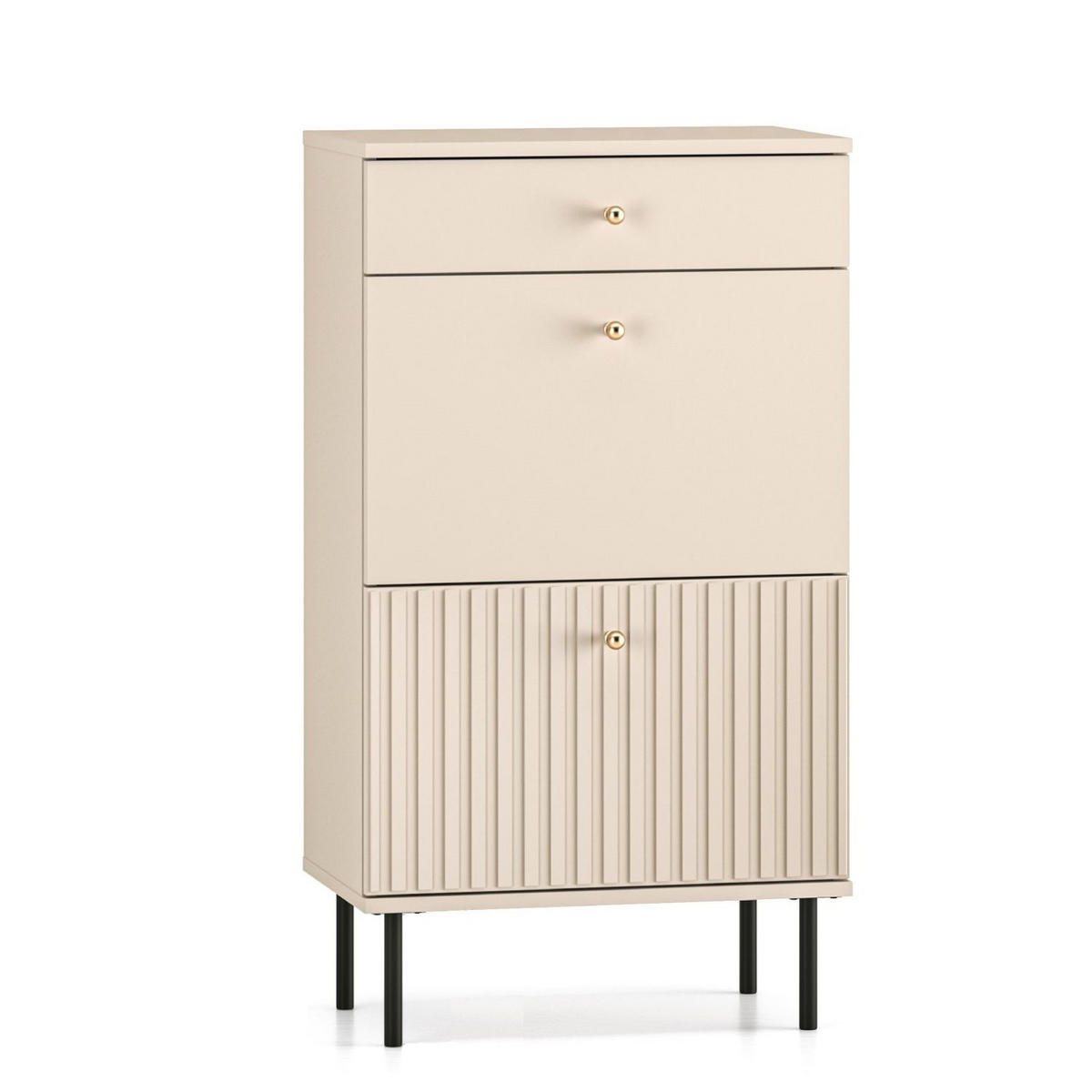 SCHUHSCHRANK Caletto Beige 55 cm - Beige/Goldfarben, Holzwerkstoff/Metall (55/98/34cm) - Selsey