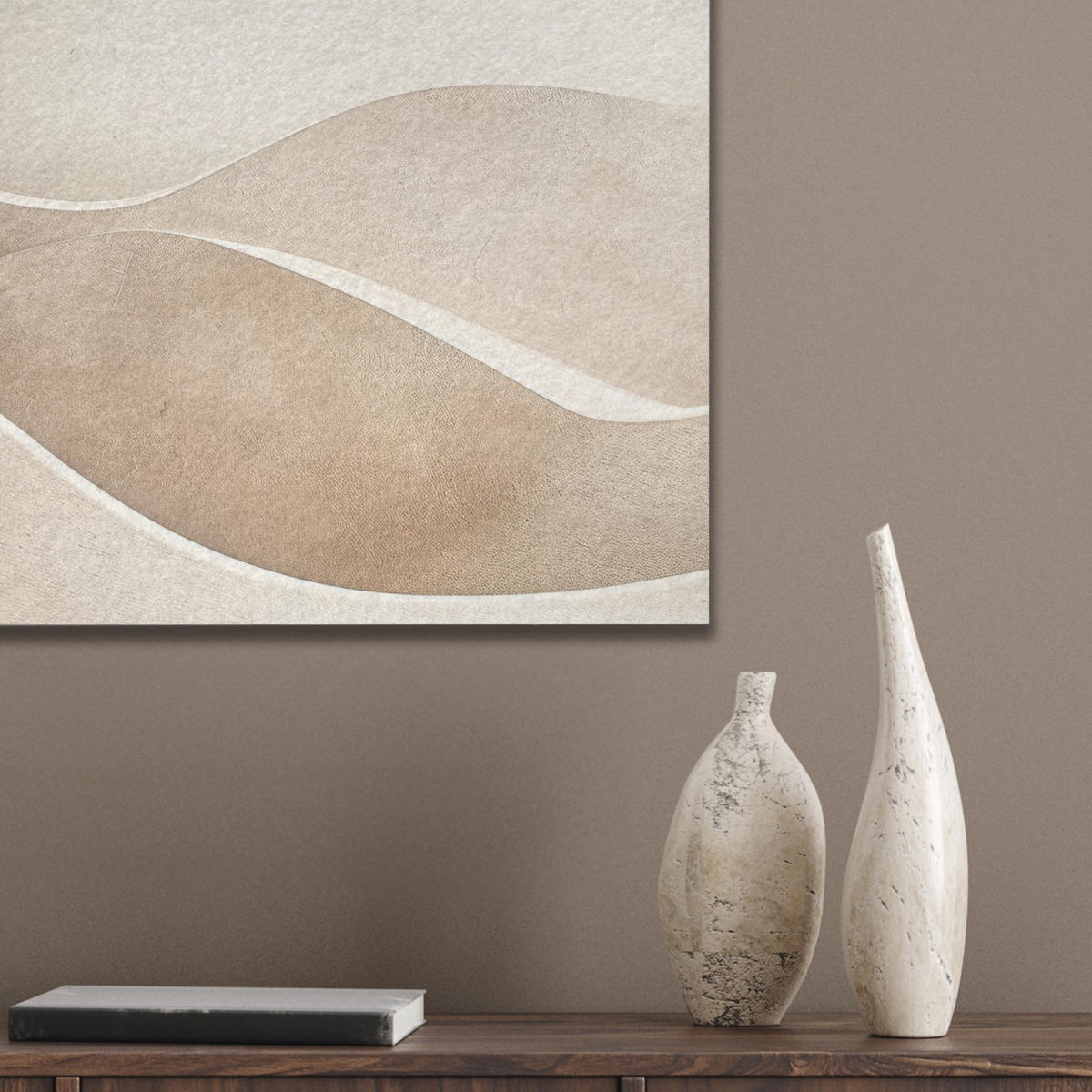 AKUSTIKBILD Beige - Natur - Abstrakt - Modern Wandbilder 60x60 cm - Beige, Kunststoff (60/60/0.9cm) - MuchoWow