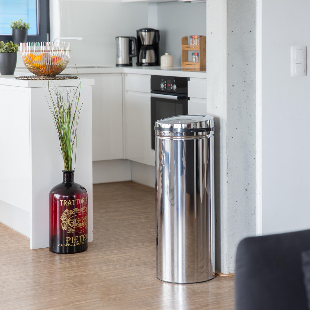 MÜLLEIMER 50l - Silberfarben, Kunststoff/Metall (30/80/30cm) - Relaxdays