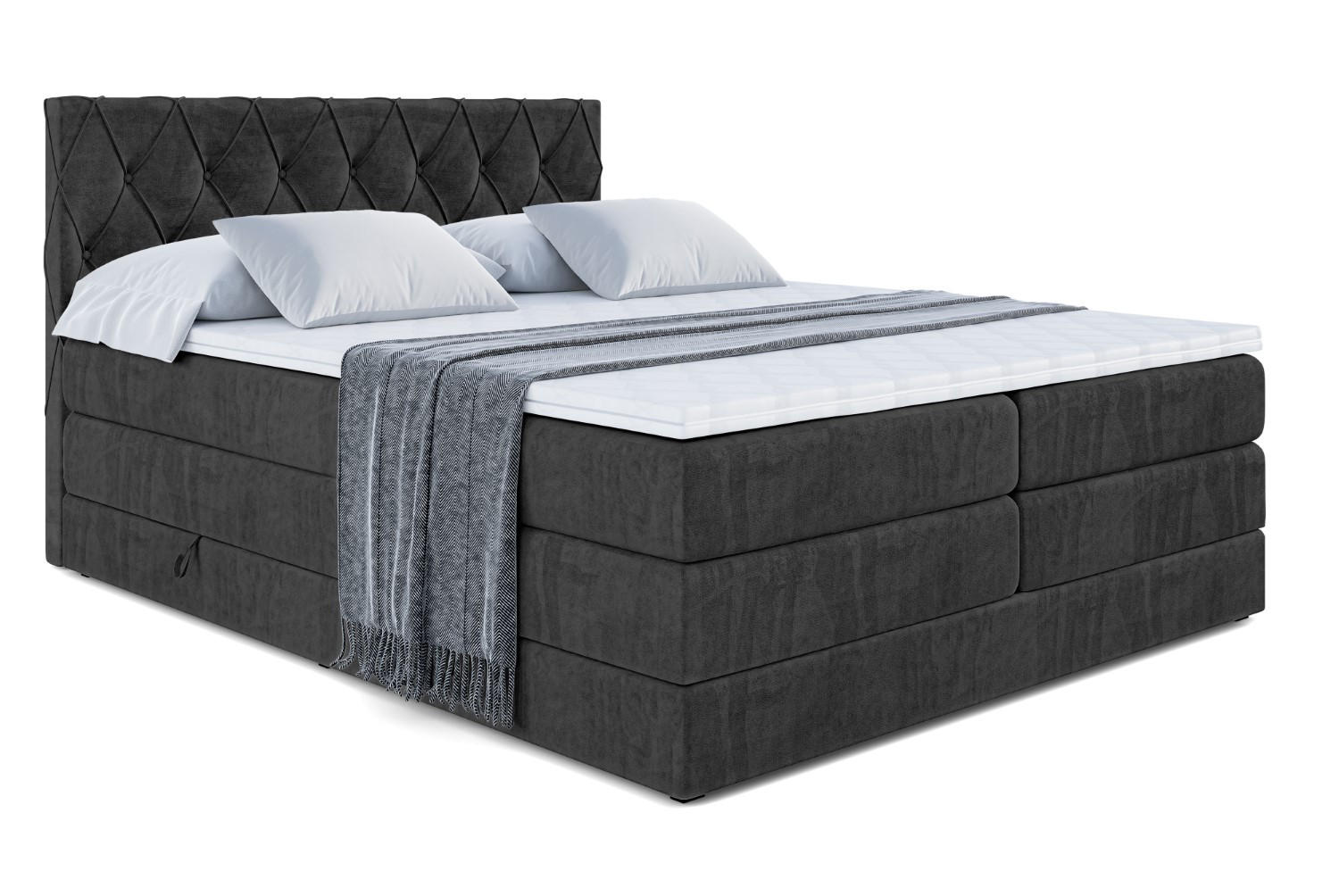 BOXSPRINGBETT AMAY-BZ KING - 200 x 200 - H3/H4 - Schwarz - Schwarz, Holzwerkstoff (200/200cm) - ALTDECOR