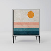 SIDEBOARD TWO HALVES, Grau, 57,5x42x72,5 cm, Schwarze Metallfüße - Multicolor/Schwarz, Holzwerkstoff/Metall (57.5/72.5/42cm) - SpaceRebels
