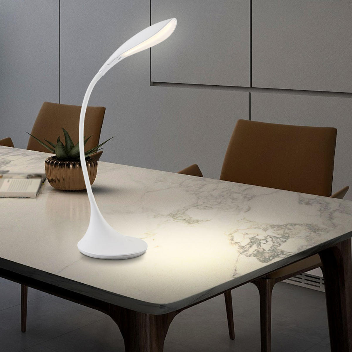 LED TISCHLEUCHTE Kunststoff Weiß SHANNON - Weiß, Metall (51/17/67cm) - Globo Lighting