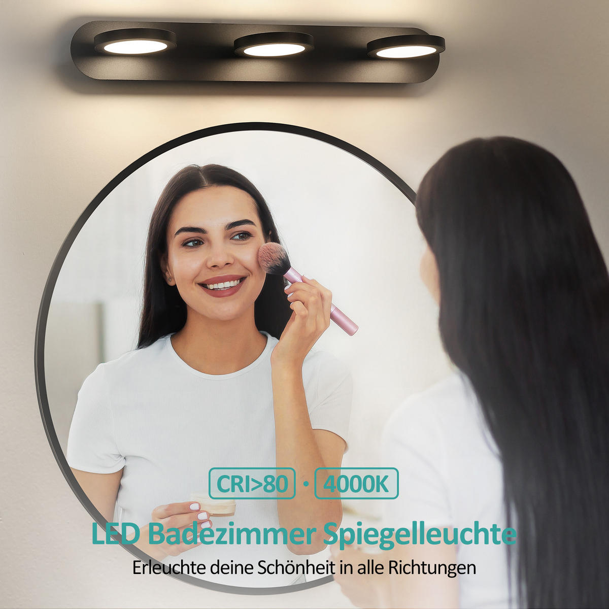 SPIEGELLEUCHTE LED Schwarz 50/13/7,5 cm - Schwarz, Kunststoff/Metall (7.5/50/13cm) - EMKE