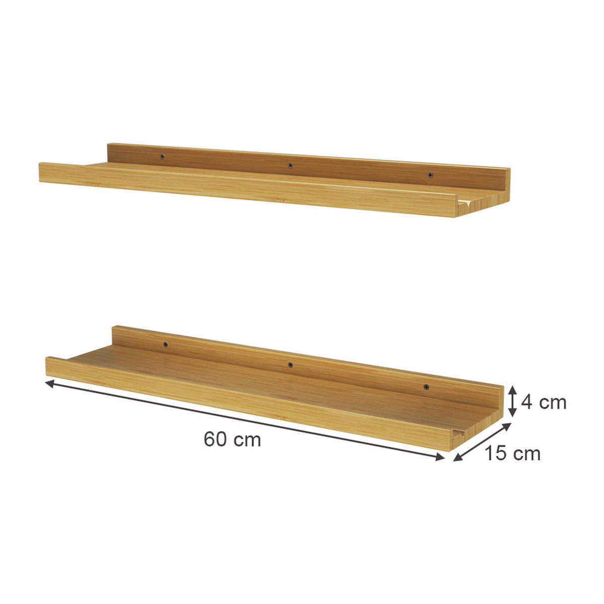 WANDREGAL Linus Naturholz 60 x 4 cm 2er Set - Eichefarben, Holzwerkstoff (60/4/15cm) - Vicco