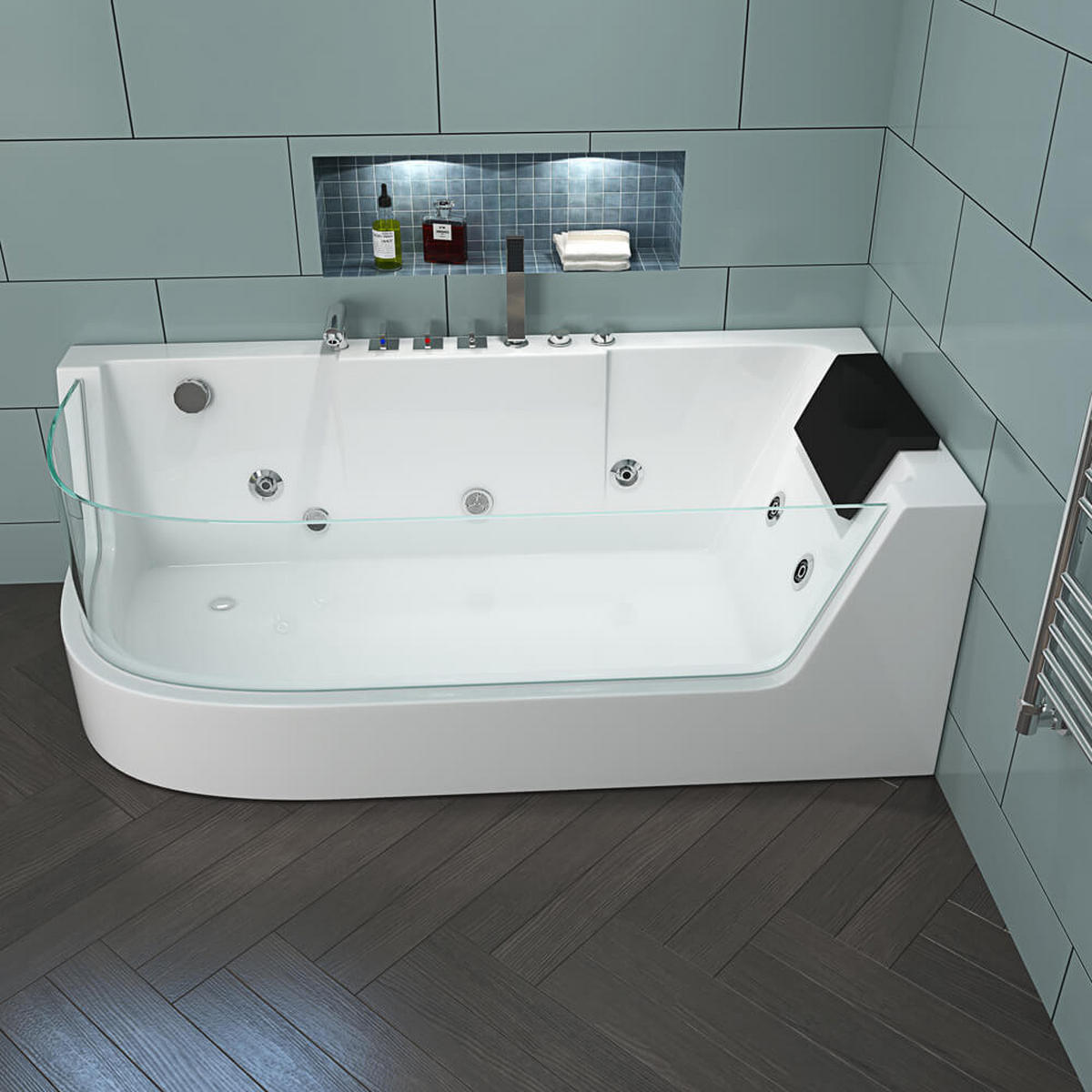 WHIRLPOOL CARICA - Links - Weiß, Keramik (170/59/80cm) - Home Deluxe