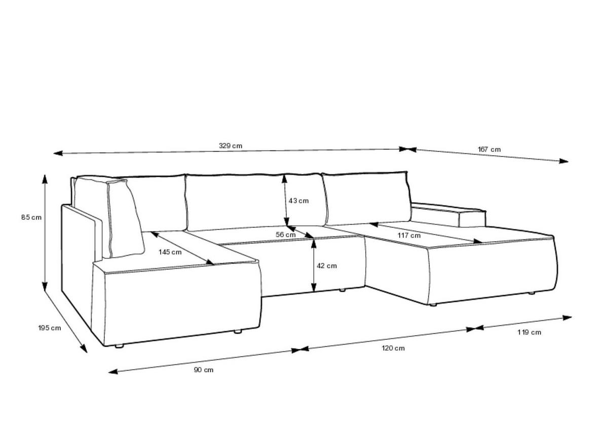ECKSOFA FIORD Beige 329x167x85 cm - Beige, Textil (329/167cm) - FURNLUX