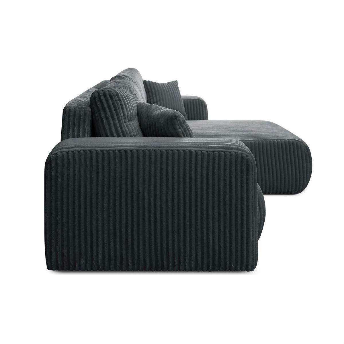 Ecksofa PRESTIGE SOFT mit Schlaffunktion und Bettkasten, Tilia 85 - Dunkelgrau, Textil (277/143cm) - Lookway