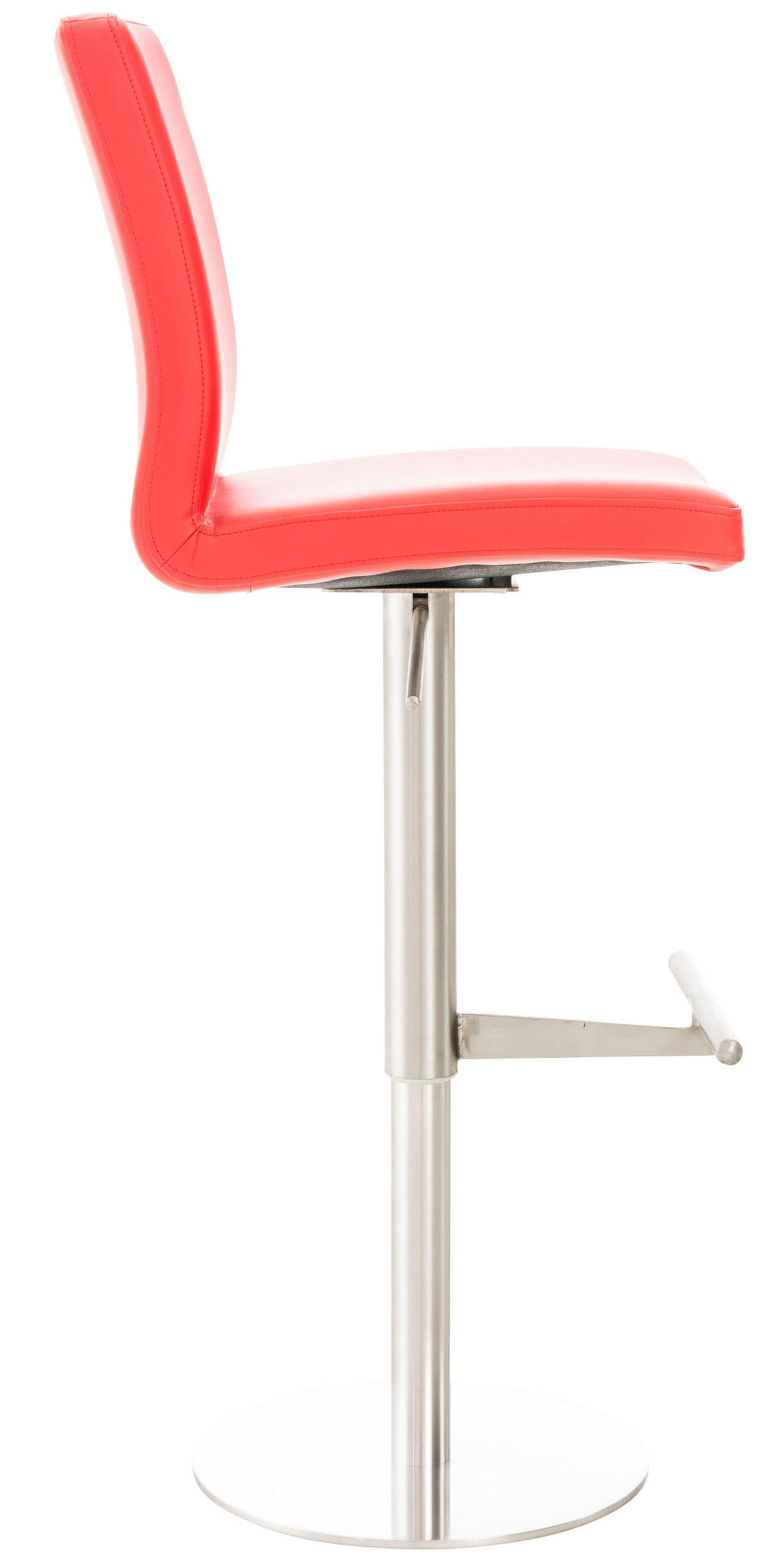 BARHOCKER Lederlook rot - Edelstahlfarben/Rot, Textil/Metall (40/93/49cm) - CLP