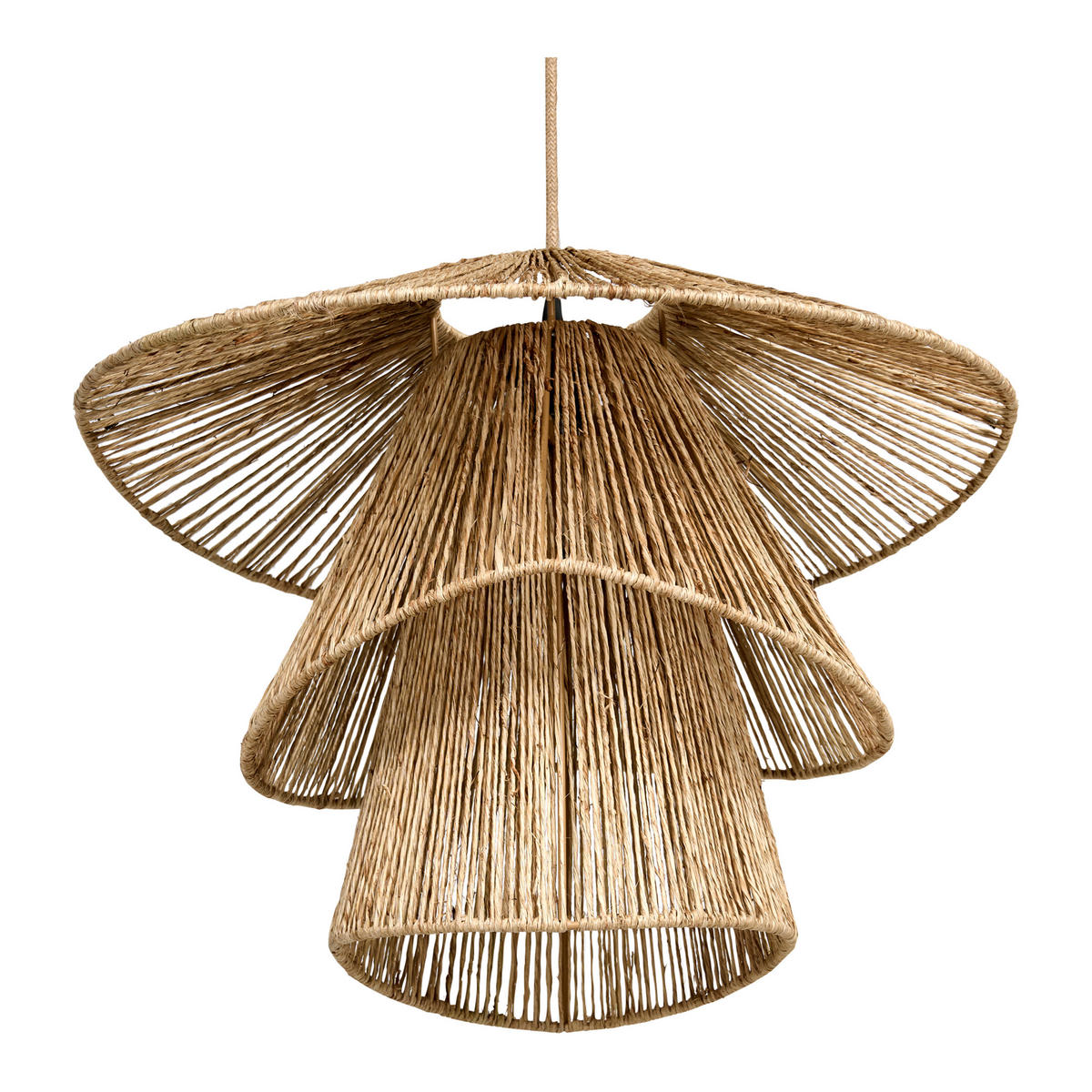 HÄNGELEUCHTE Naturfarben Bedas - Schwarz/Naturfarben, Naturmaterialien (55/55/187cm) - Beliani