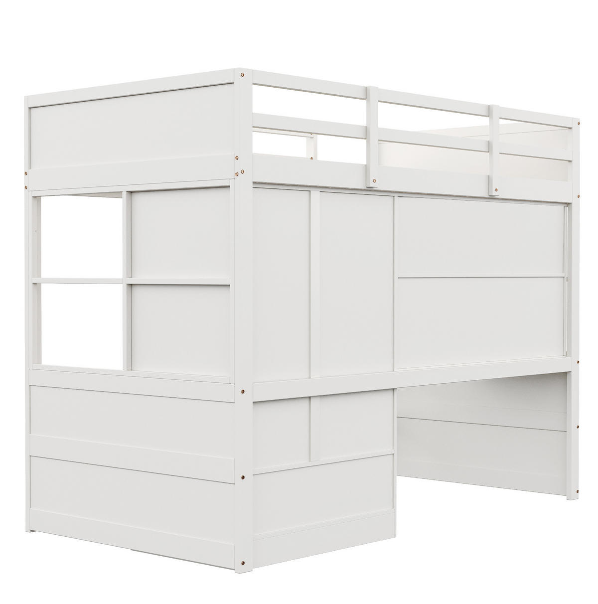 HOCHBETT 90/200 cm aus Holz mit Leiter, Schreibtisch, Weiß - Weiß, Holz (90/200cm) - OKMYHOME