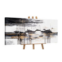 GEMÄLDE Yachten auf Keilrahmen 115x50 cm - Braun, Holz (115/50cm) - YS-art gallery