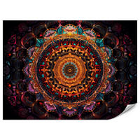 FOTOTAPETE für Schlafzimmer Bunte Mandala Vintage Orientalisch Harmonisch 400x280 - Gelb/Rot, Papier (400/280cm) - Muralo