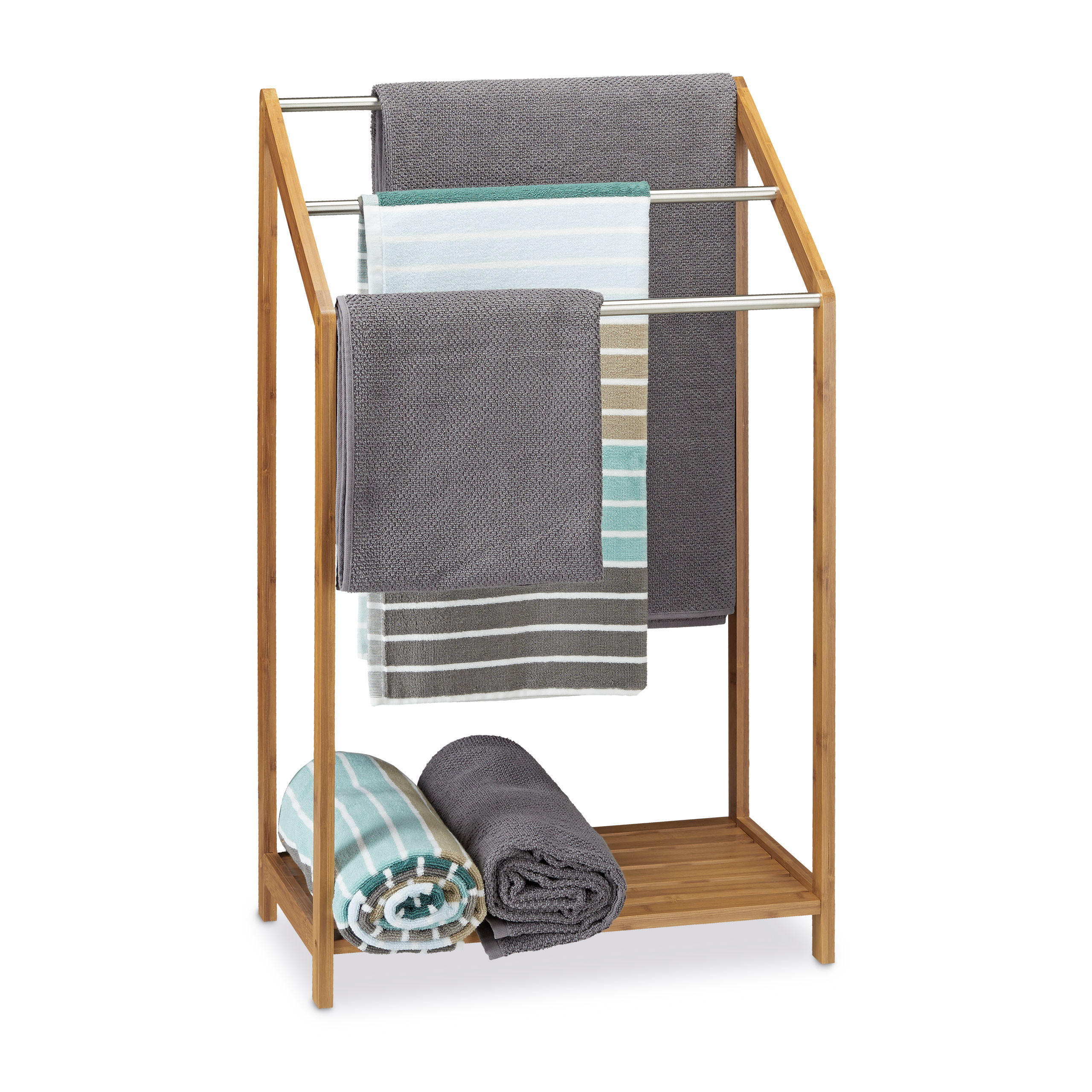 HANDDUKSSTÄLL natur bambu med hylla 85 cm Ljusbrun 85/51/31 cm