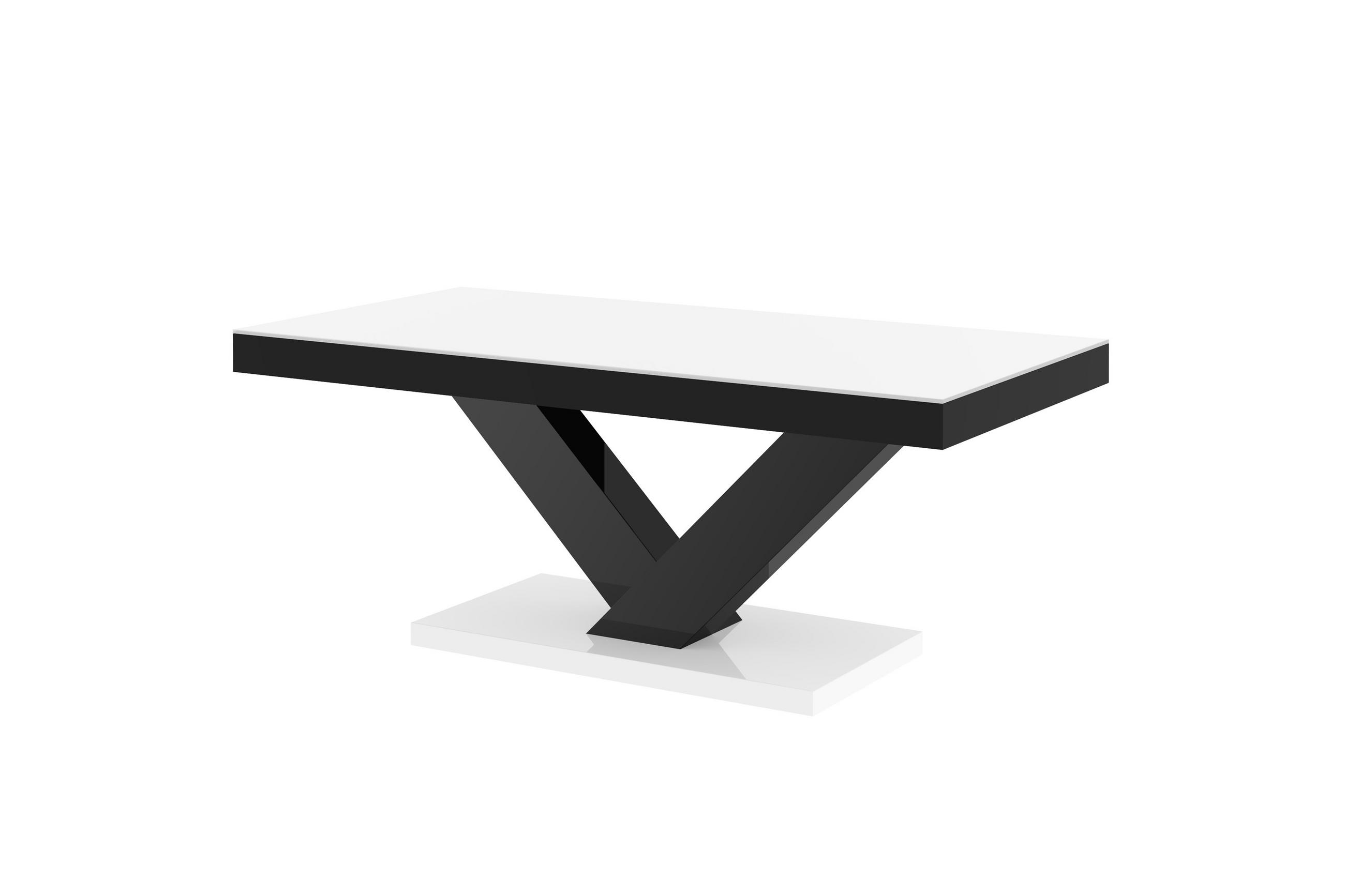 COUCHTISCH rechteckig Weiß Schwarz Hochglanz 120/60/49 cm - Schwarz Hochglanz/Weiß Hochglanz, Holzwerkstoff (60/120/49cm)