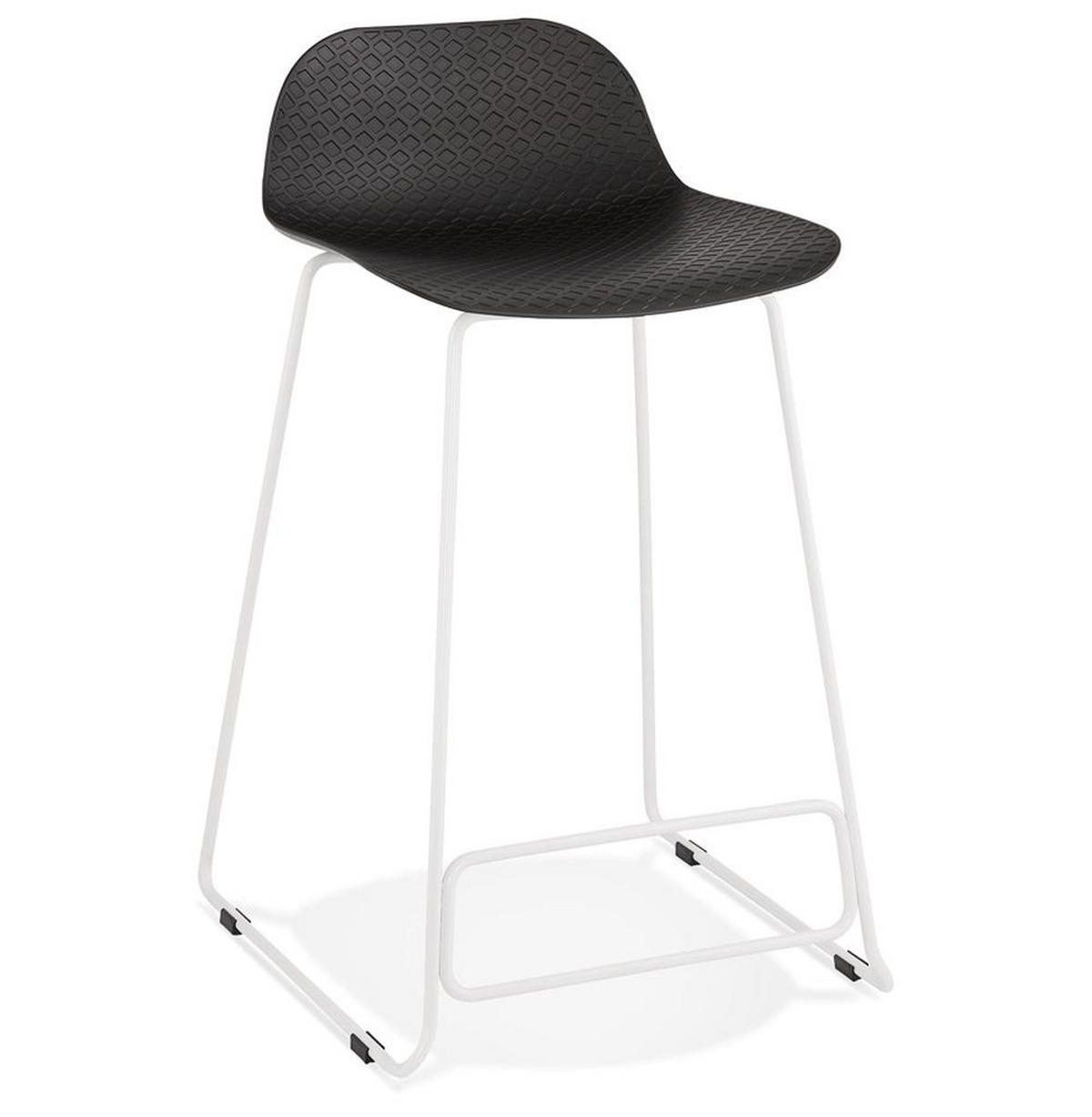 SITZHOCKER Kunststoff Metallgestell Sitzhöhe 66cm Industriedesign JORALI MINI, Schwarz-Weiß 48x53x85 cm - Schwarz/Weiß, Kunststoff/Metall (48/85/53cm) - KADIMA DESIGN