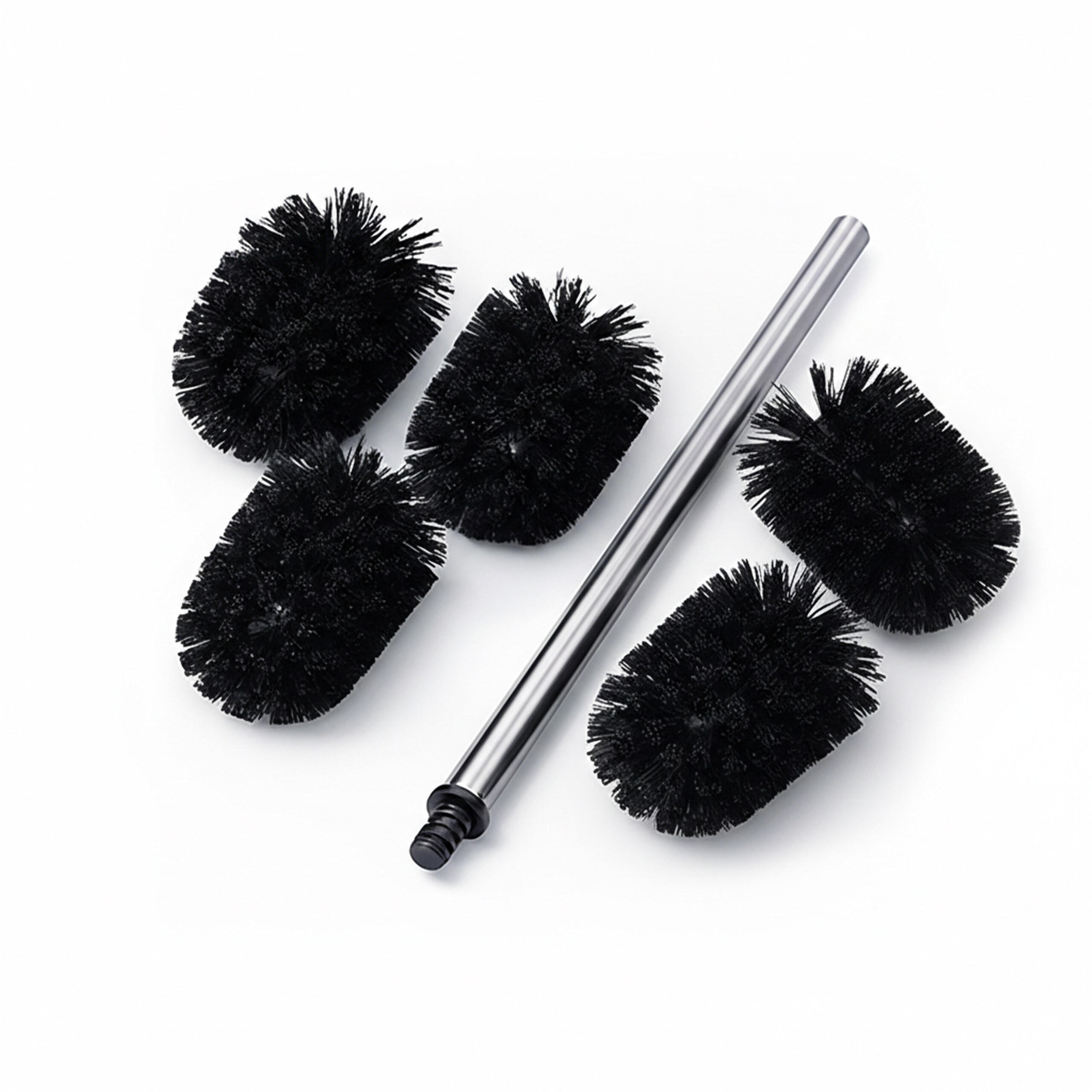 6-DIELNA WC sada - čierna, kov/plast (8/35.5/8cm) - Relaxdays