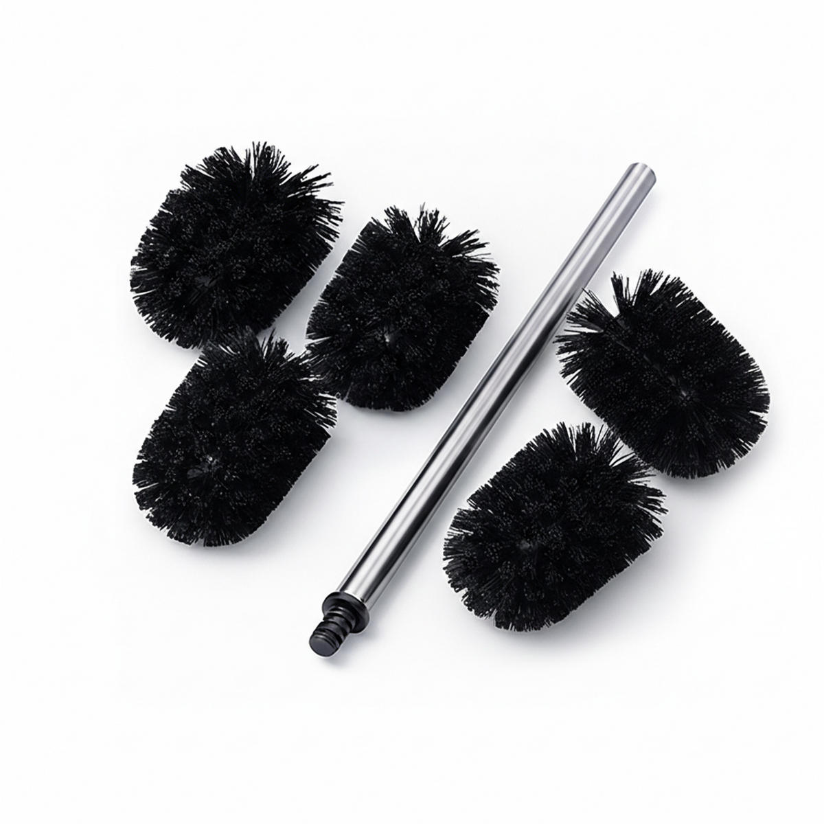 6-DIELNA WC sada - čierna, kov/plast (8/35.5/8cm) - Relaxdays