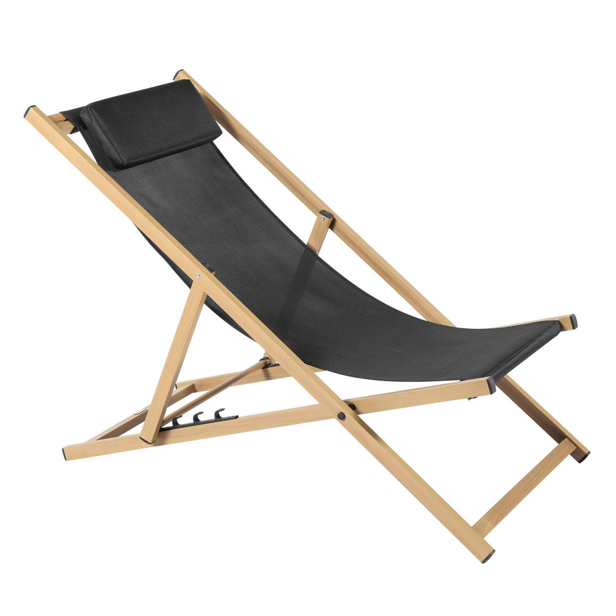 LIEGESTUHL 2-tlg., Schwarz - Schwarz, Metall (61/74/102cm) - Oviala