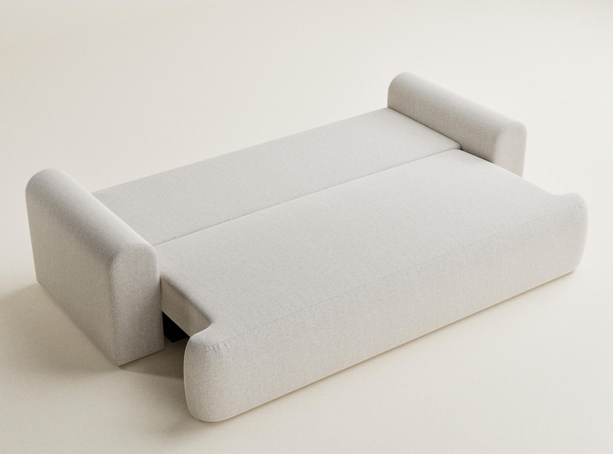 SOFA MIT SCHLAFFUNKTION Toluca Hellbeige Webstoff - Beige/Schwarz, Holz/Holzwerkstoff (247/69/90cm) - Maison de Reve