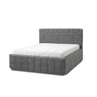 POLSTERBETT Quadro Grande 180x200 in Plüsch Cement Green Gray - Graubraun, Holz (180/200cm) - Letti Moderni