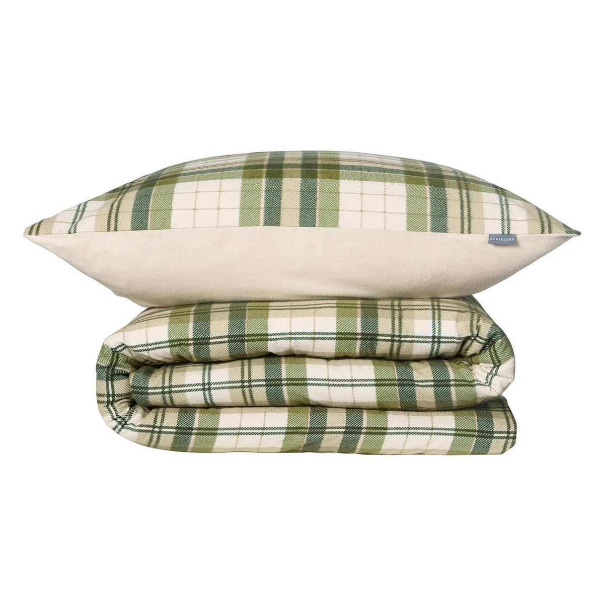 BETTWÄSCHESET Morris - Feinbiber - 2-teilig - 135 x 200 cm - Grün - Grün, Textil (135/200cm) - SCHIESSER