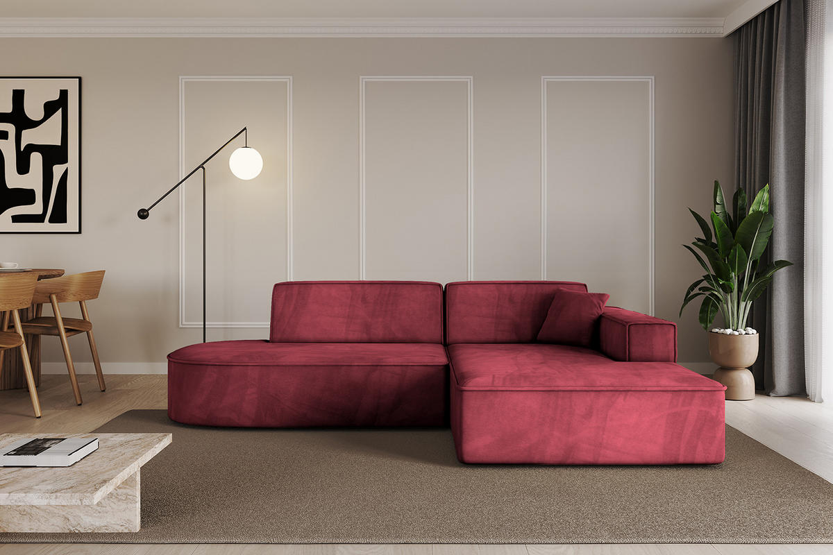 ECKSOFA Ottomane Rechts IREA-L1-v4 - 232x165x77 cm Bordeauxrot - Bordeaux, Holzwerkstoff/Textil (232/165cm) - ALTDECOR