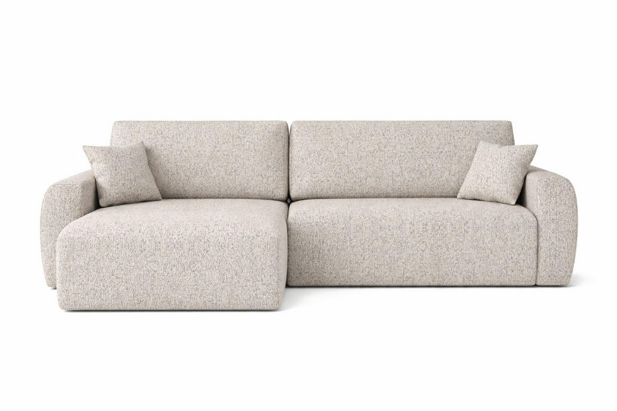ECKSOFA Mit Schlaffunktion, Ariel XL, Chenille-Stoff, Stoff Artico, Beige, Links - Beige, Holz (280/142cm) - Kaiser Möbel
