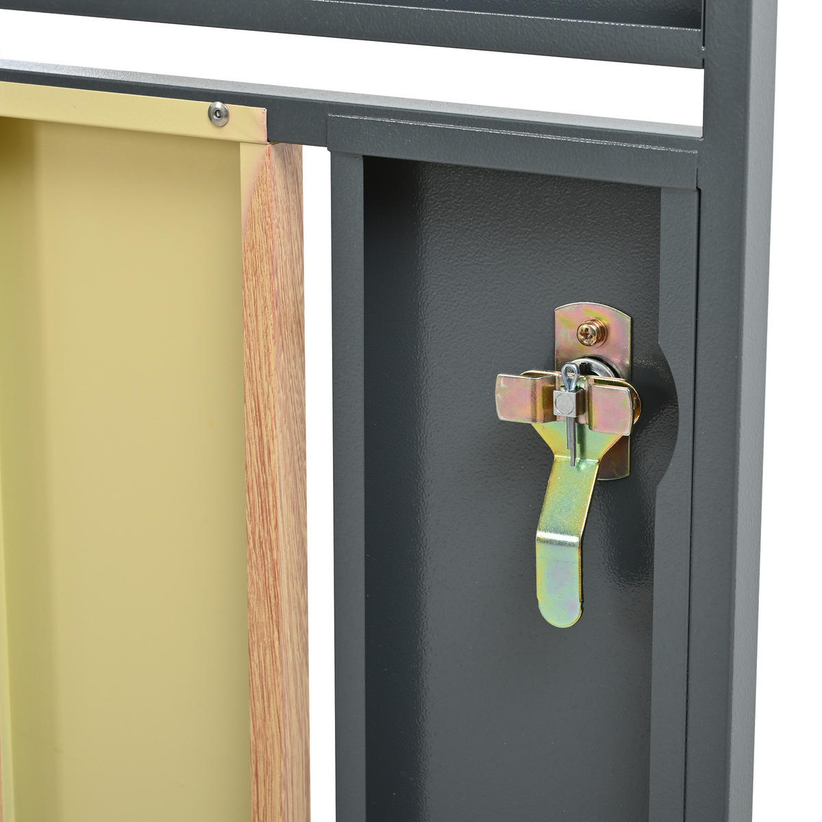 MÜLLTONNENBOX aus Stahl in Grau/Holzoptik mit Pflanzkasten & abschließbaren Türen 132x80x124,5 cm - Grau, Metall (132/124.5/80cm) - Modfu