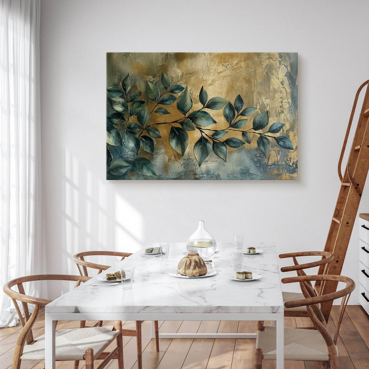LEINWANDBILD Blätter Pflanzen Malarei Abstraktion 30x20 cm - Beige/Grau, Textil (30/20cm) - Muralo