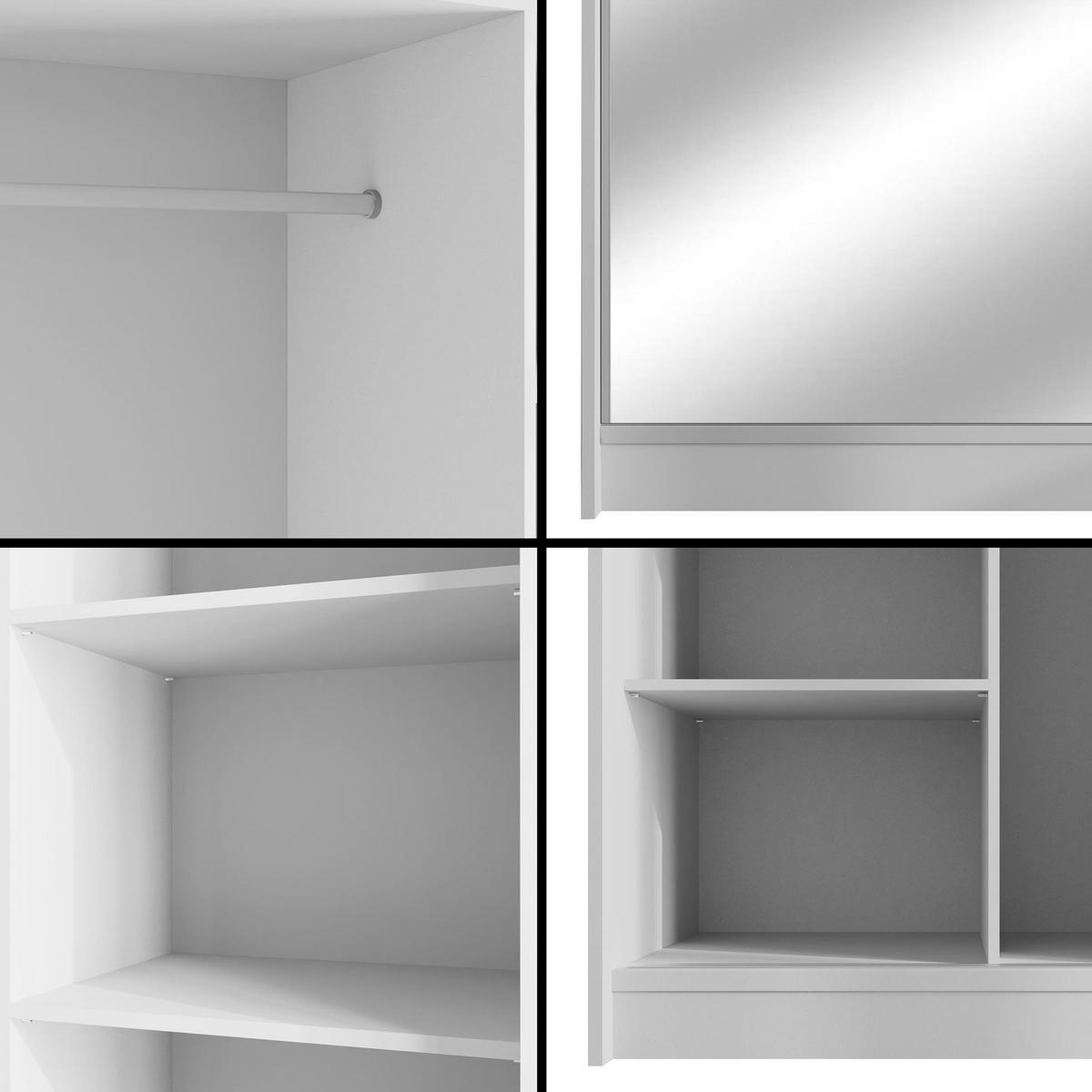 KLEIDERSCHRANK AMOHA - 200 cm - Weiß - Weiß, Holzwerkstoff (200/215/61cm) - ALTDECOR