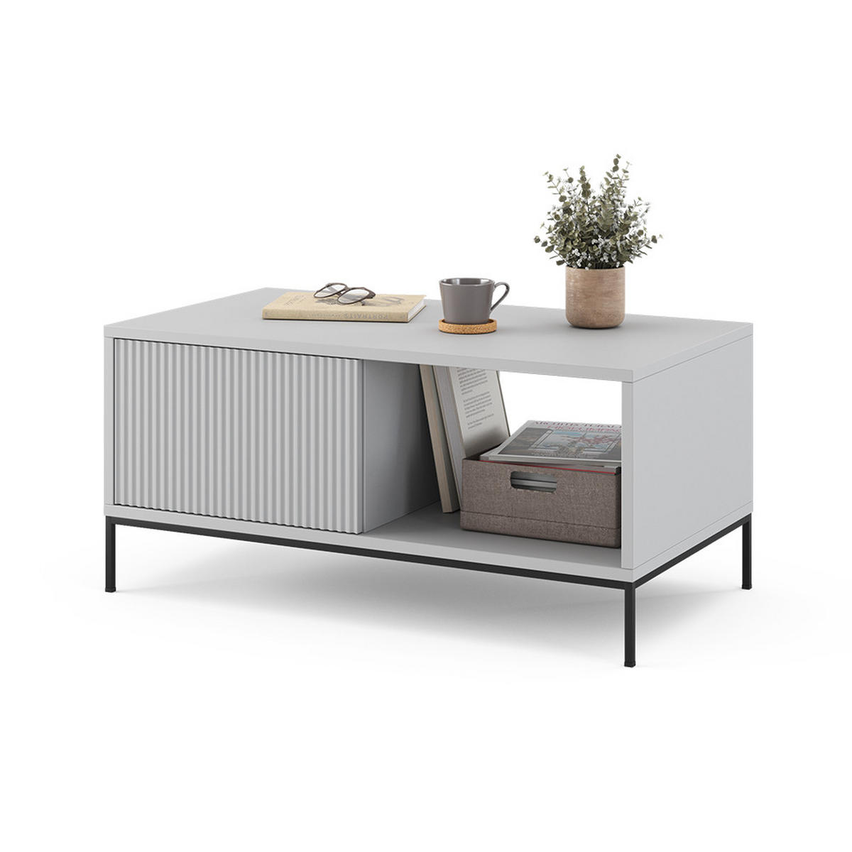 COUCHTISCH Eliza Grau 90 x 50 cm - Grau, Holzwerkstoff (50/90/45cm) - Vicco