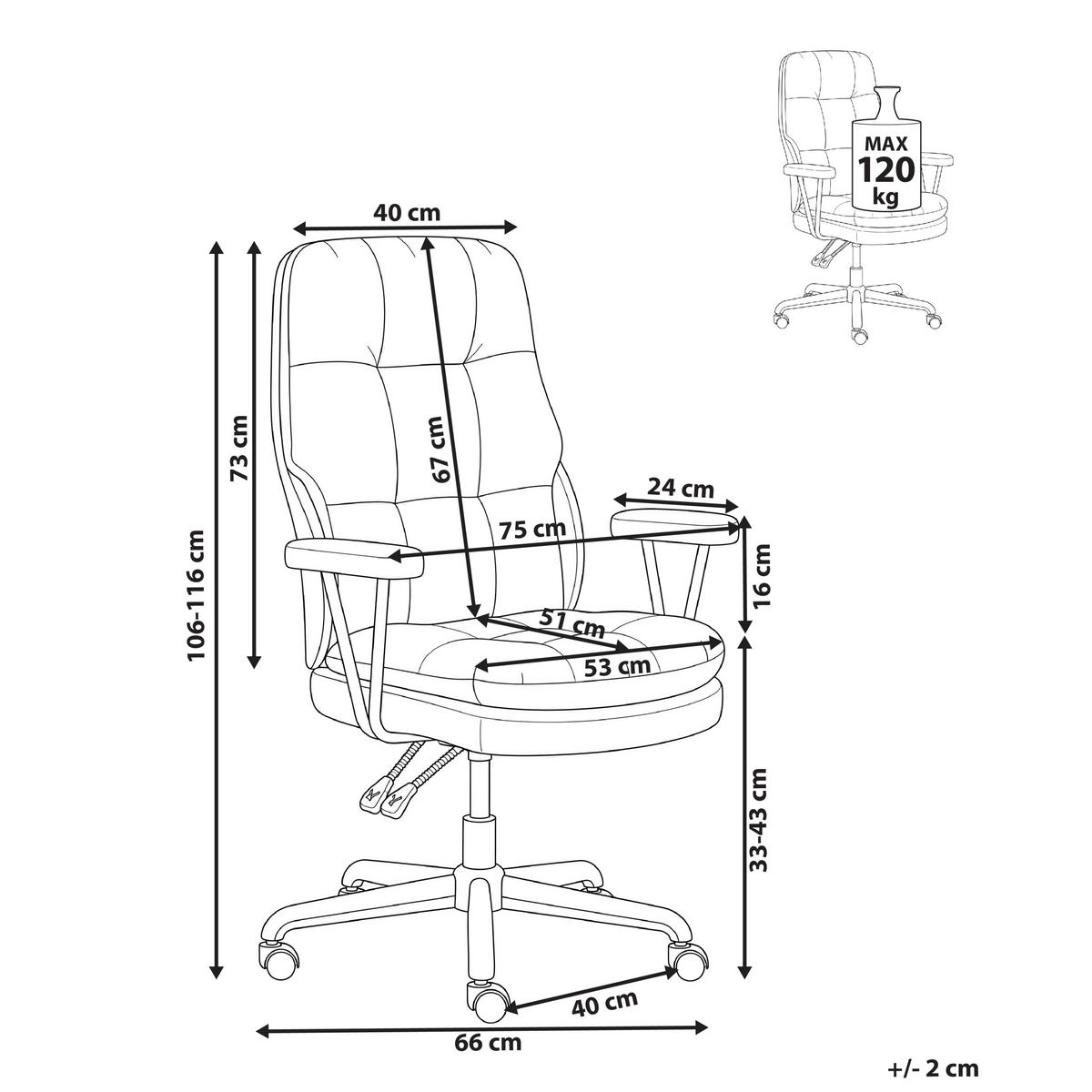 BÜROSTUHL Stoff Braun Melocush - Braun, Textil (75/106/66cm) - Beliani