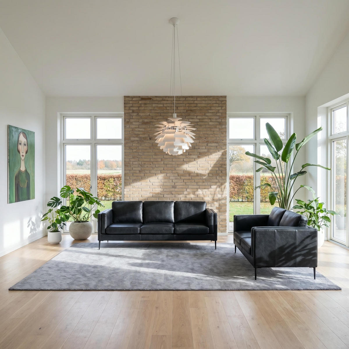 DREISITZER-SOFA Echtleder Schwarz - Schwarz, Leder/Metall (220/83/88cm) - Furnhouse